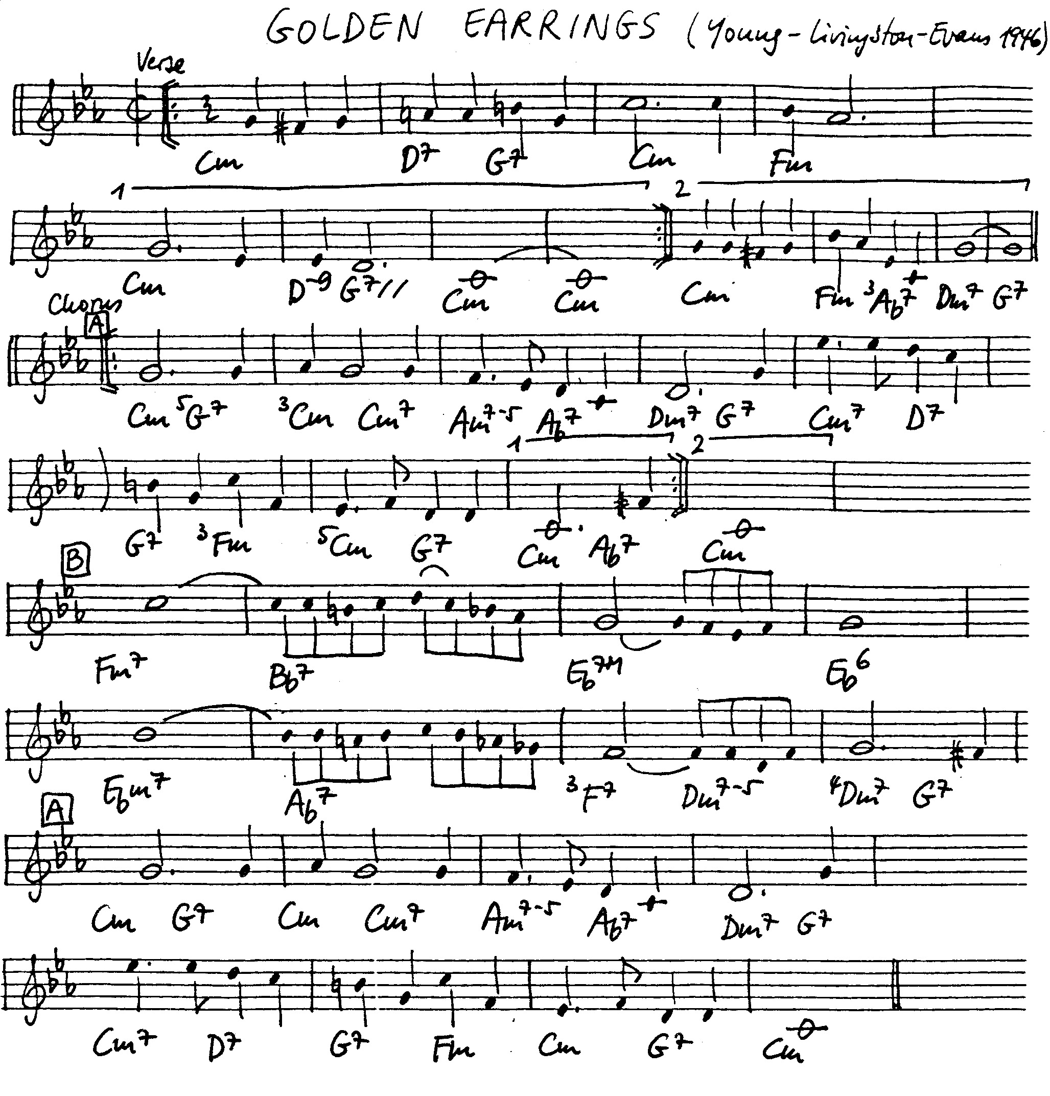 golden earrings leadsheet – book us for your next 20s or gatsby event